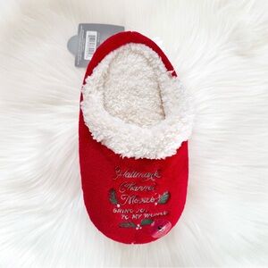 NWT Hallmark Channel movies Christmas Red Adult Slippers